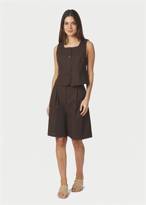 Yula linen waistcoat Dark Brown Neo Noir 